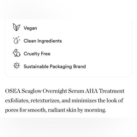 LAST 1! OSEA Seaglow Overnight Serum AHA Treatment 🌊 NEW IN BOX - Picture 7 of 8